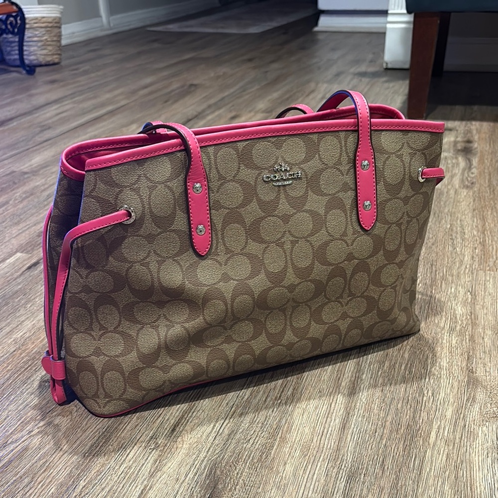 Coach Brown and Pink Monogram Tote